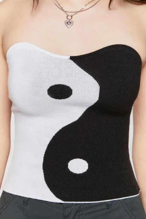 Yin Yang Sweater-Knit Tube Top