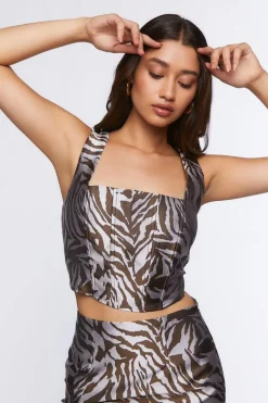 Zebra Print Bustier Crop Top