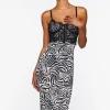 Zebra Print Combo Midi Dress