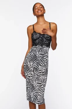 Zebra Print Combo Midi Dress
