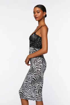 Zebra Print Combo Midi Dress