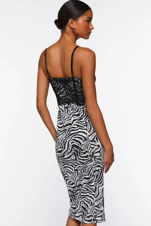 Zebra Print Combo Midi Dress