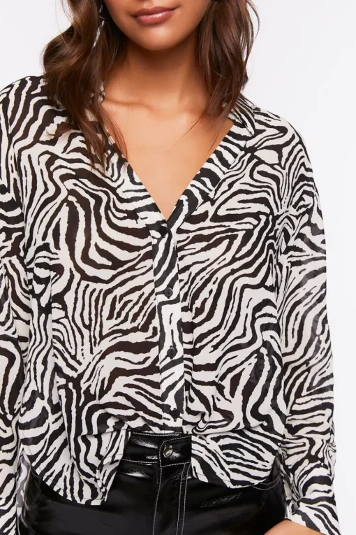 Zebra Print Long-Sleeve Shirt